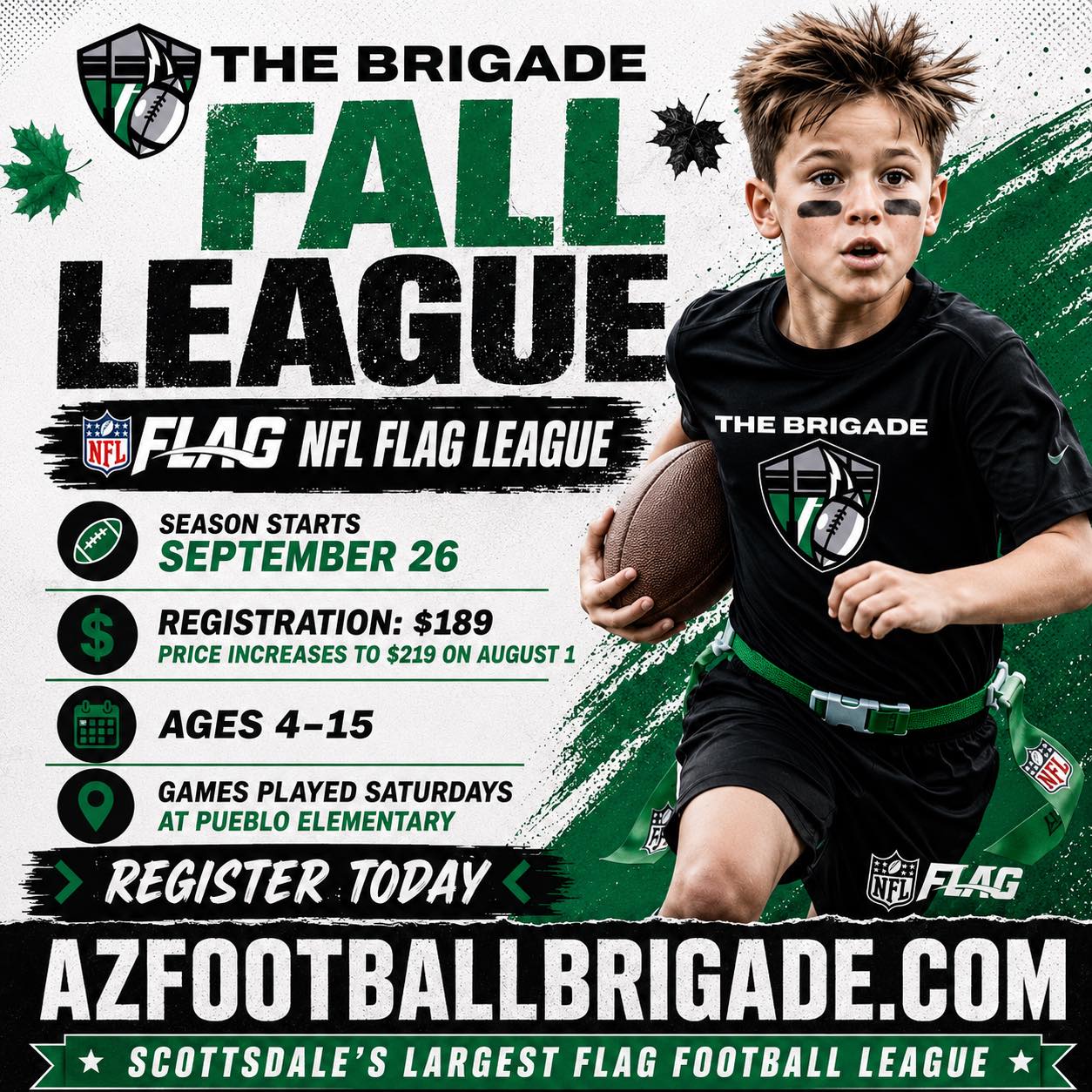 AZ Youth Football Brigade Facebook ad: AZ Youth Flag Football Brigade > Home