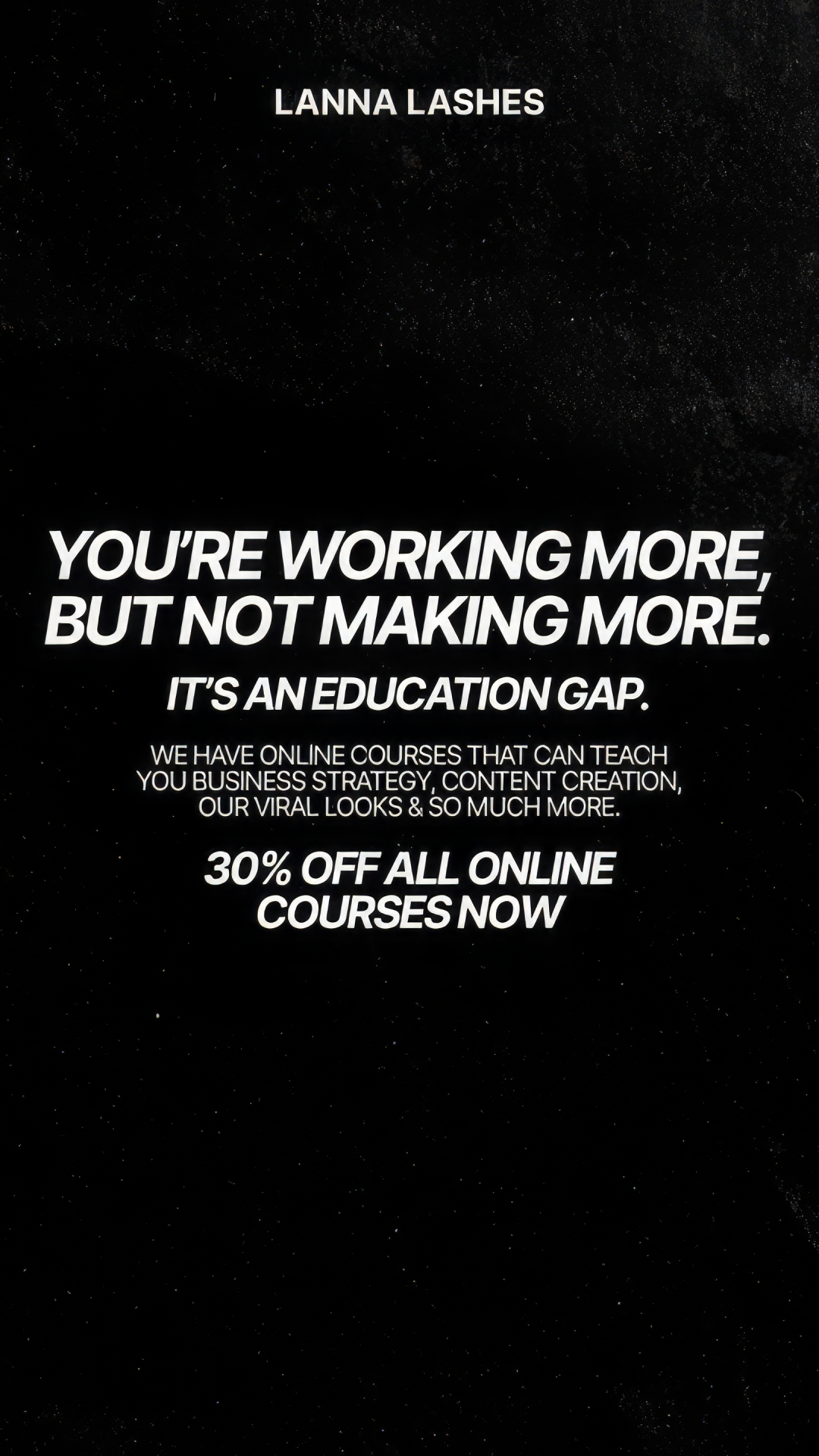 Lanna Lashes Facebook ad: 30% off all online courses, limited time.