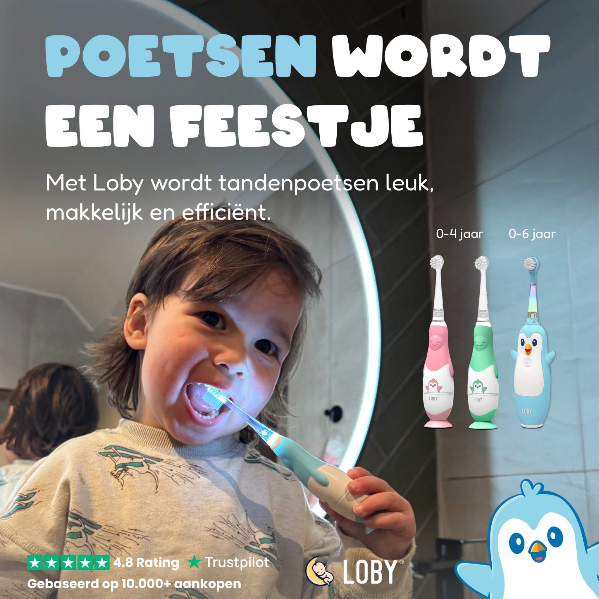 LoBy Facebook ad: Geen tranen meer bij het poetsen