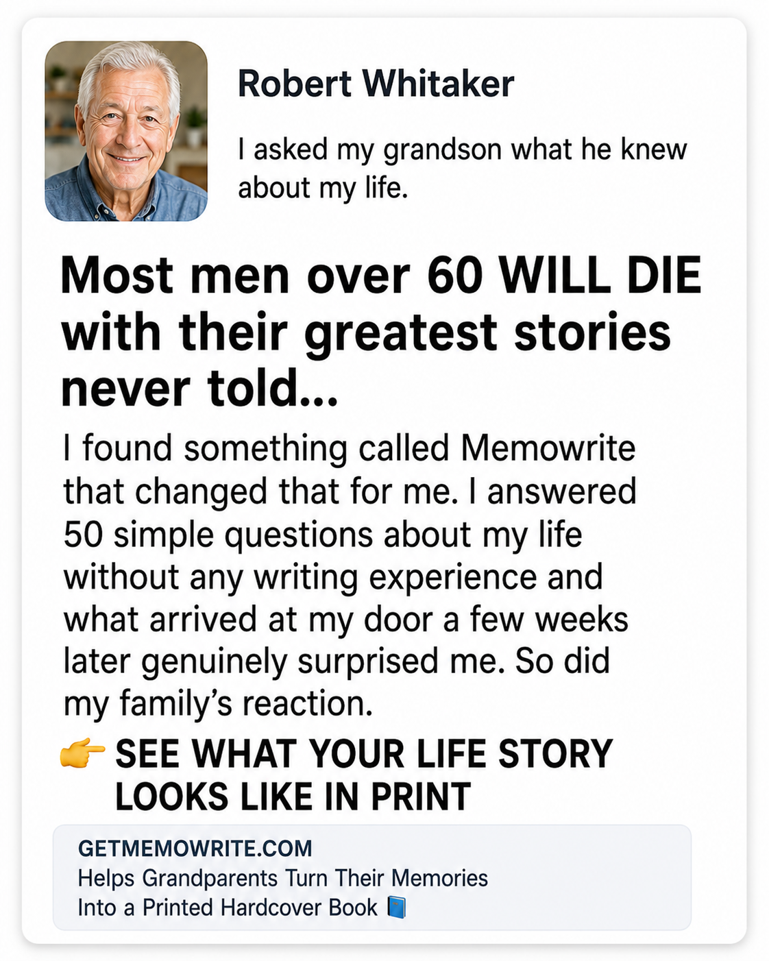 Memowrite Facebook ad