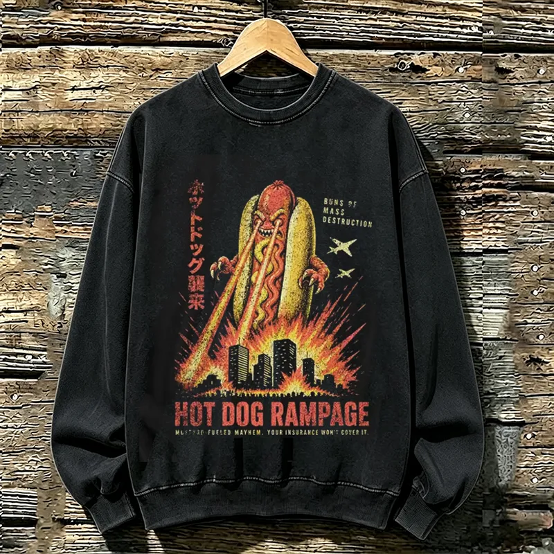 VanceMade Facebook ad: Hot Dog Rampage Kaiju Vintage Sweatshirt