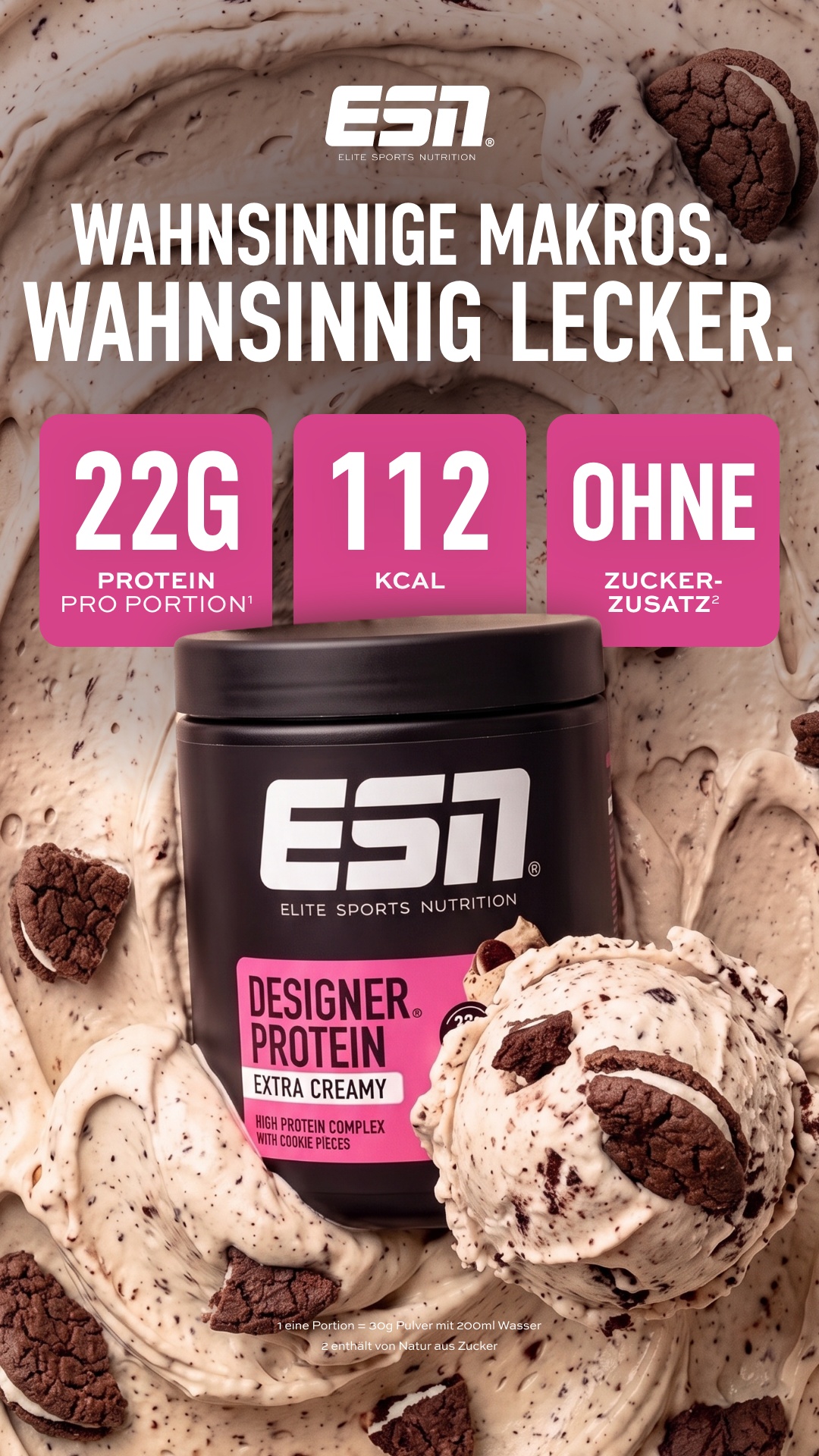 ESN Facebook ad: Freu dich auf jeden Schluck