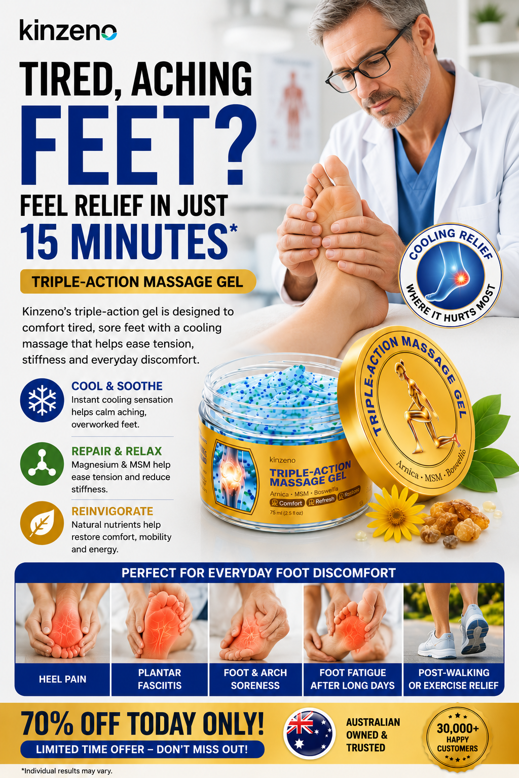 Motion Energy Facebook ad: Tired, Aching Feet?