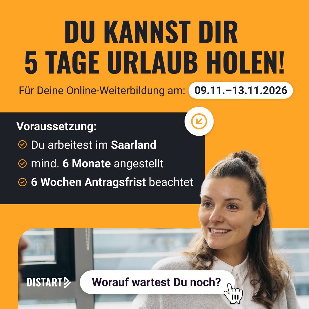 Distart Facebook ad: Bildungsfreistellung jetzt sichern