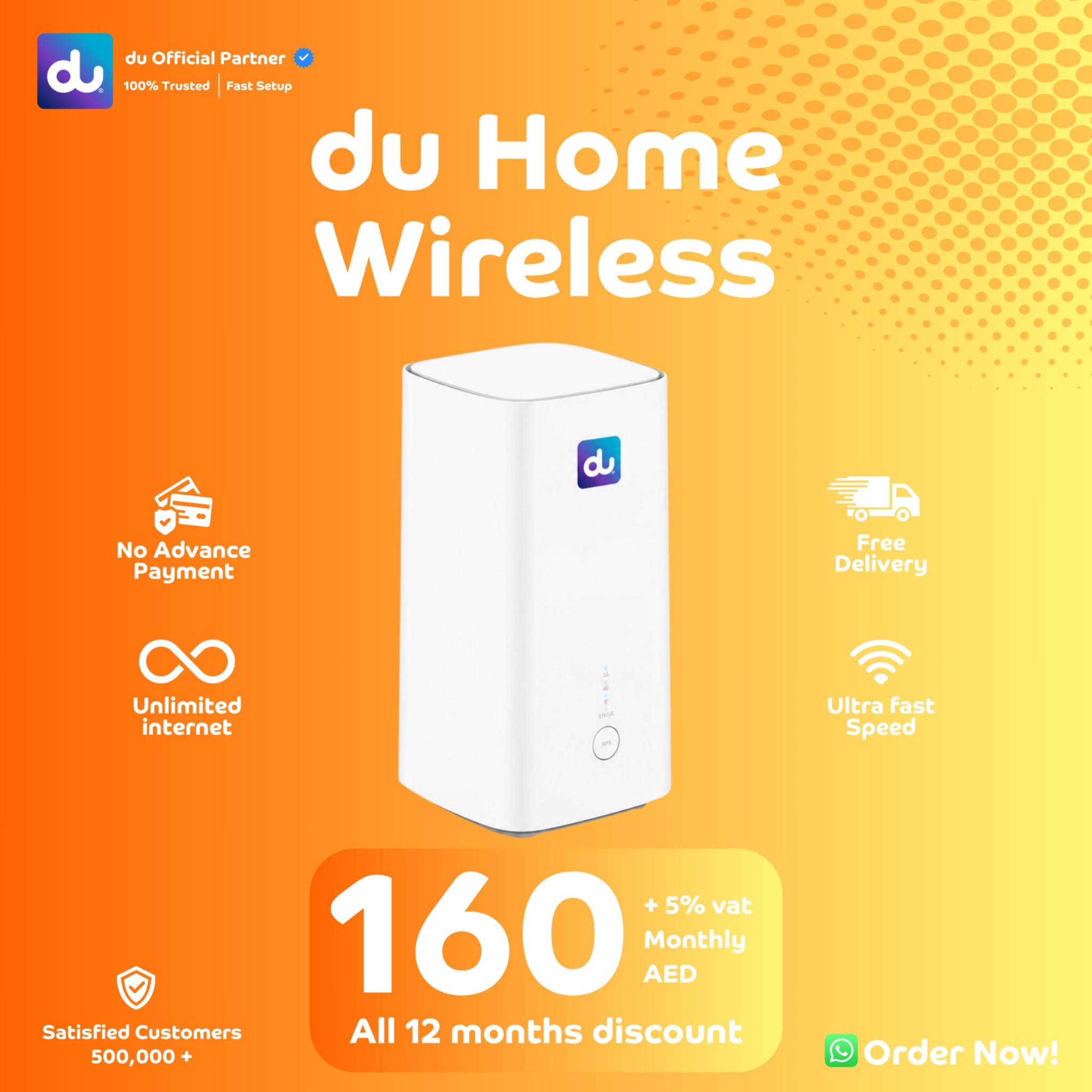 Airteleco du channel partner Facebook ad: Unlimited 5G Wi-Fi for Just 160 AED