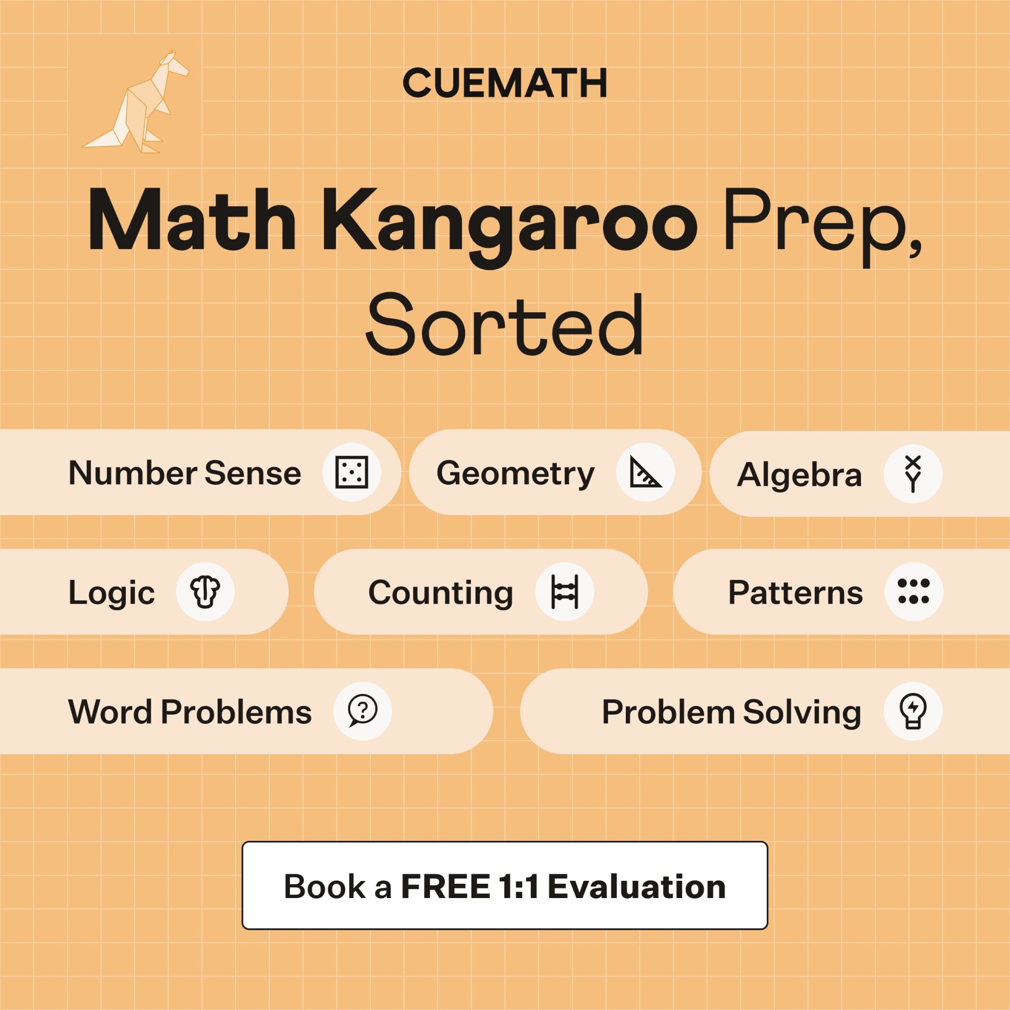 Cuemath Facebook ad: Live 1:1 Math Kangaroo Prep by Top Tutors