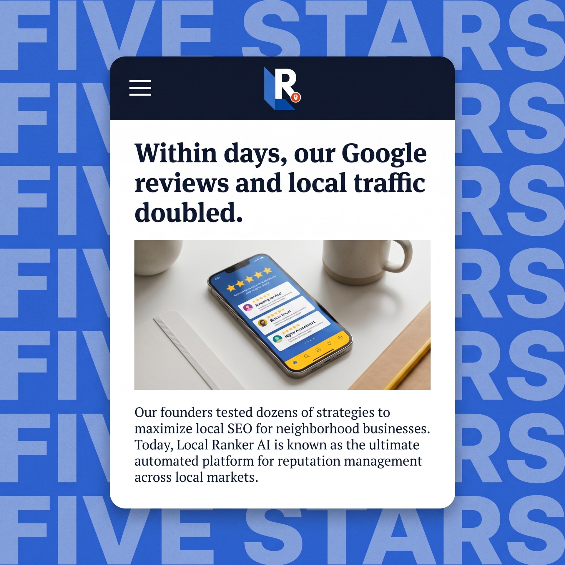 Local Ranker AI Facebook ad: Get More Google Reviews Fast