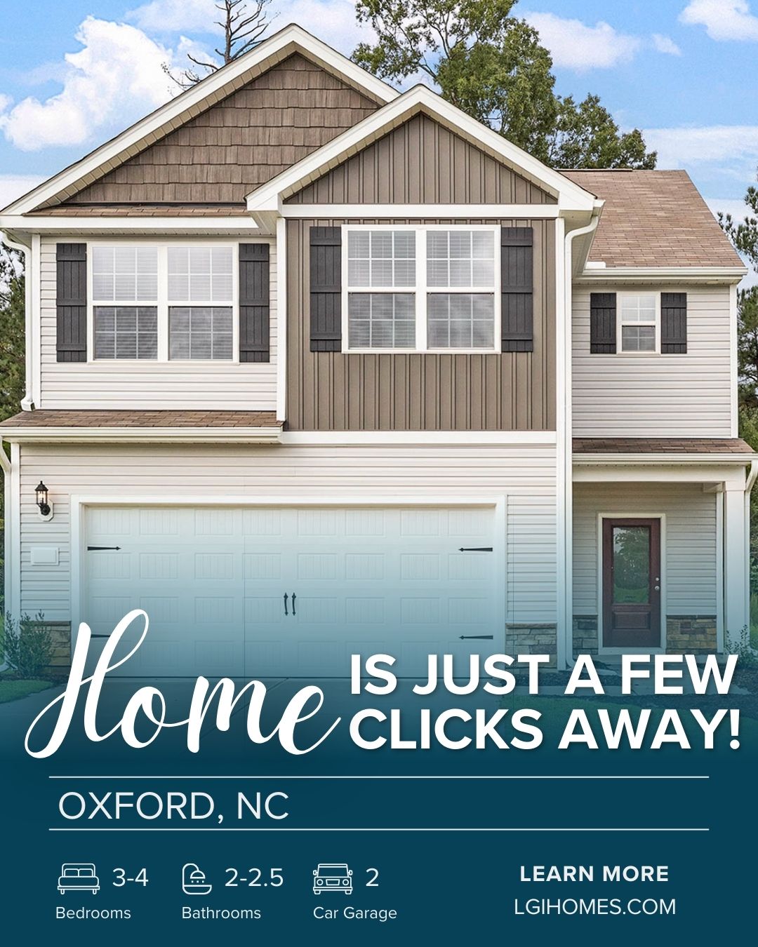 LGI Homes Facebook ad: Own from $1,369/month*