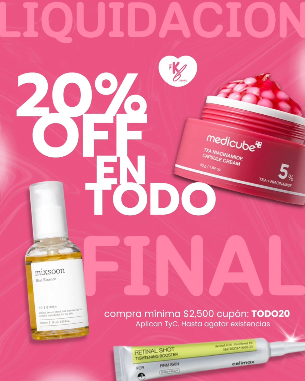 The K Beauty Store Facebook ad: Aprovecha 20% de dcto en TODA la tienda…