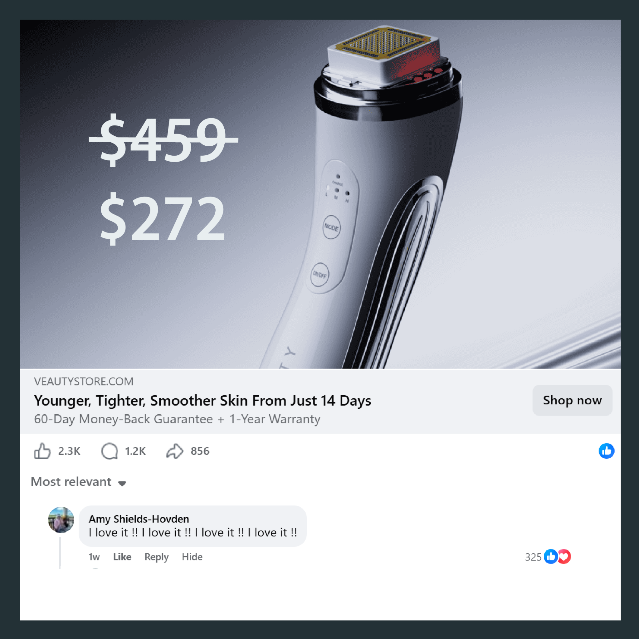 Veauty Facebook ad