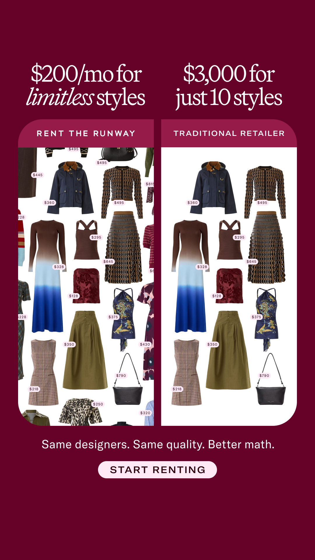 Rent The Runway Facebook ad