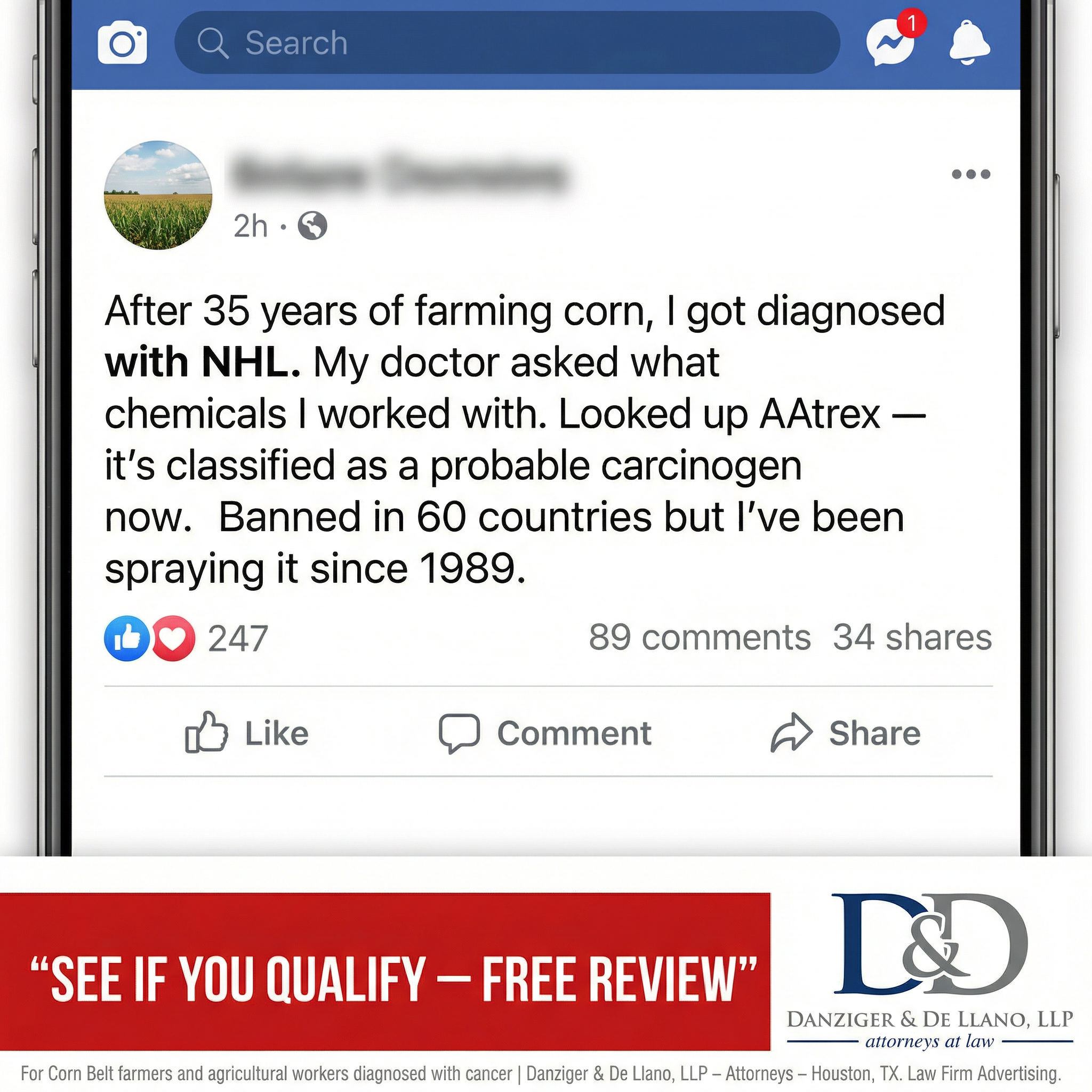 Cancer-Claims.com Facebook ad