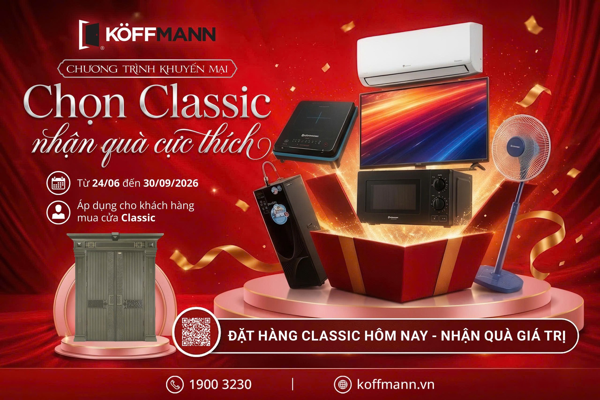 Cửa thép vân gỗ KoffMann Facebook ad: CHỌN CLASSIC, NHẬN QUÀ CỰC THÍCH