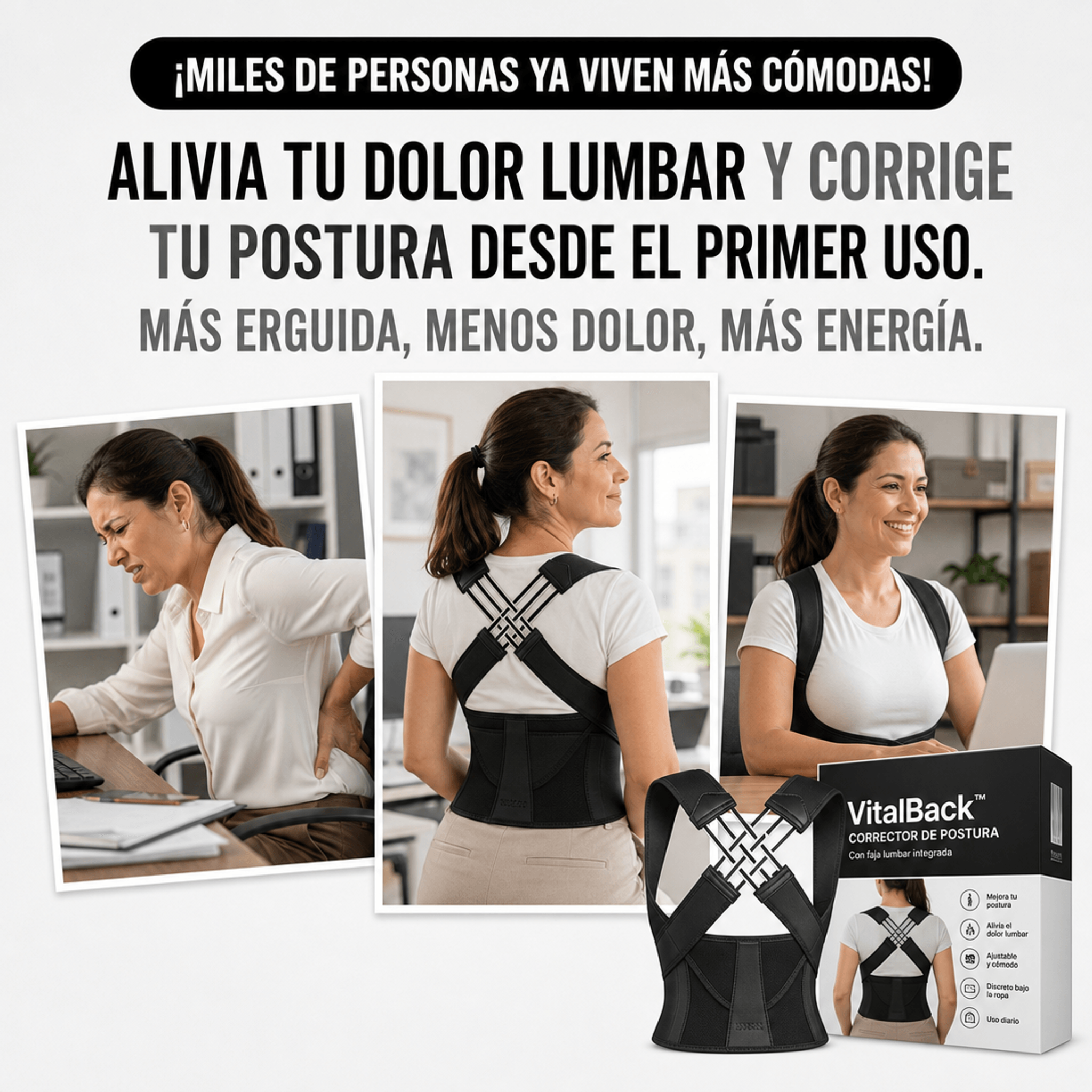 María González - GoShop Facebook ad: ¿Te levantás cada mañana con la espalda hecha…