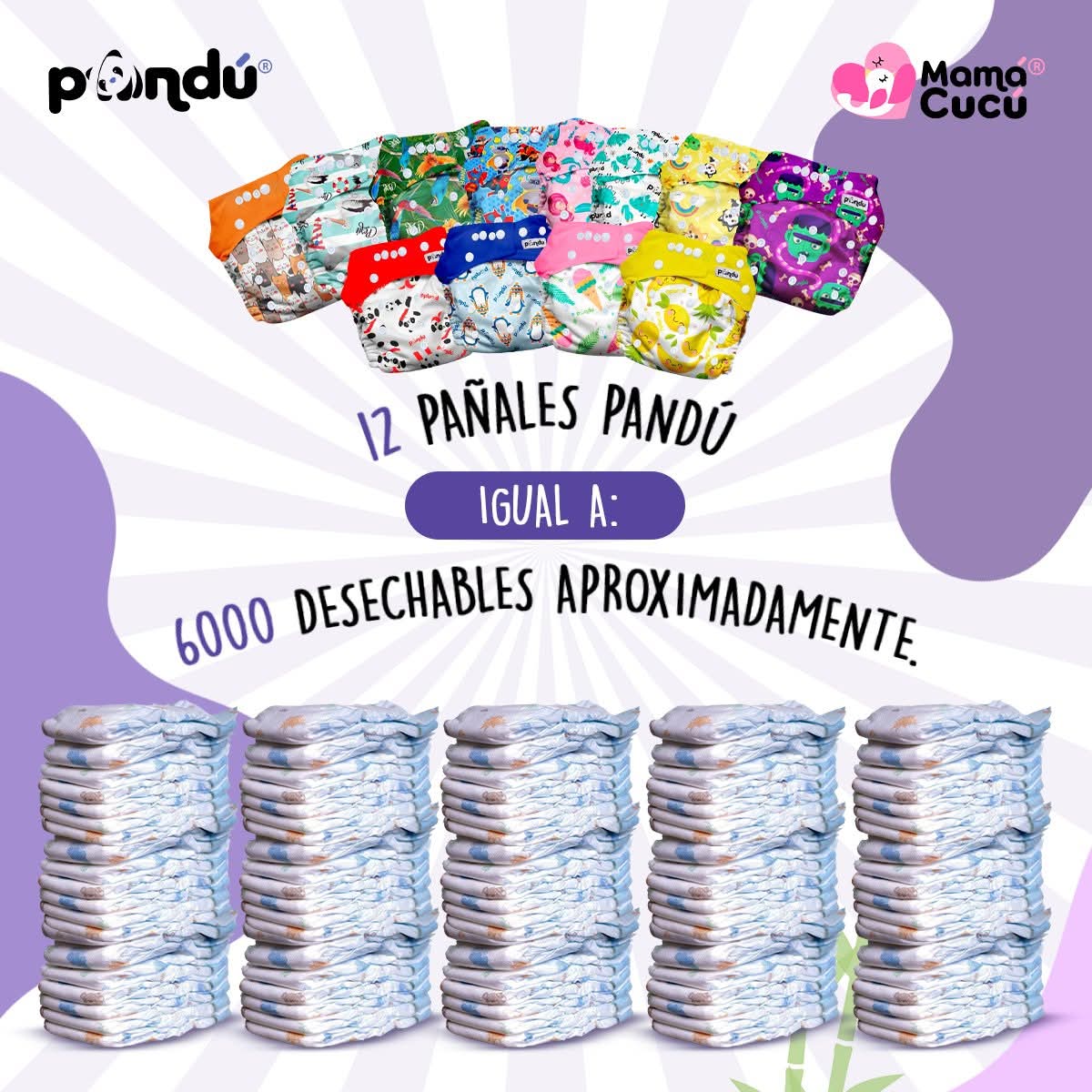Pañales ecológicos Pandú Facebook ad: ¿Te imaginas gastar menos de 500 soles en pañales en dos…