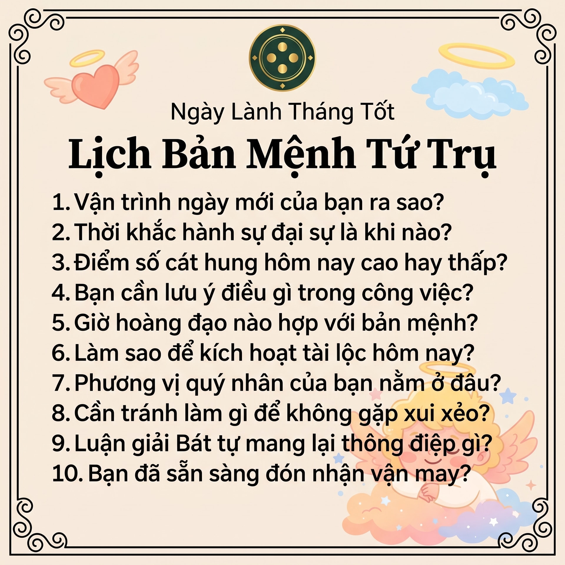 Ngaylanhthangtot.vn - Chọn ngày đúng mệnh của bạn Facebook ad: Lịch Tứ Trụ 365 Ngày Cá Nhân Hóa