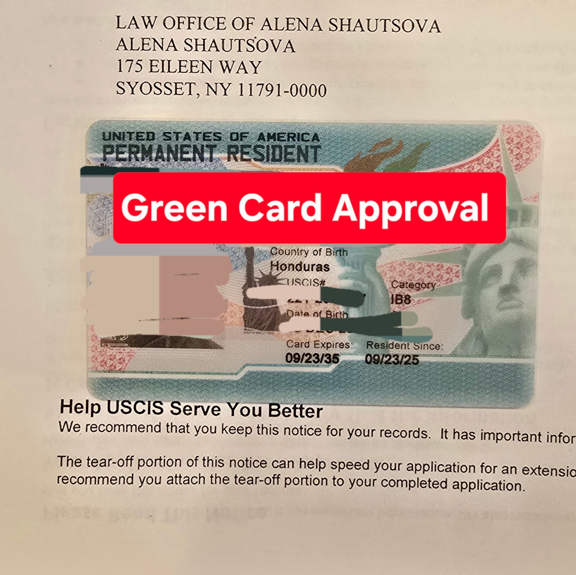 New York Immigration Lawyer Facebook ad: New York Immigration Attorney Alena Shautsova helps clients…