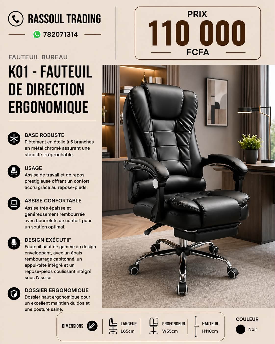 Rassoul Trading Facebook ad: MOBILIER DE BUREAU CONFORTABLE & ÉLÉGANT