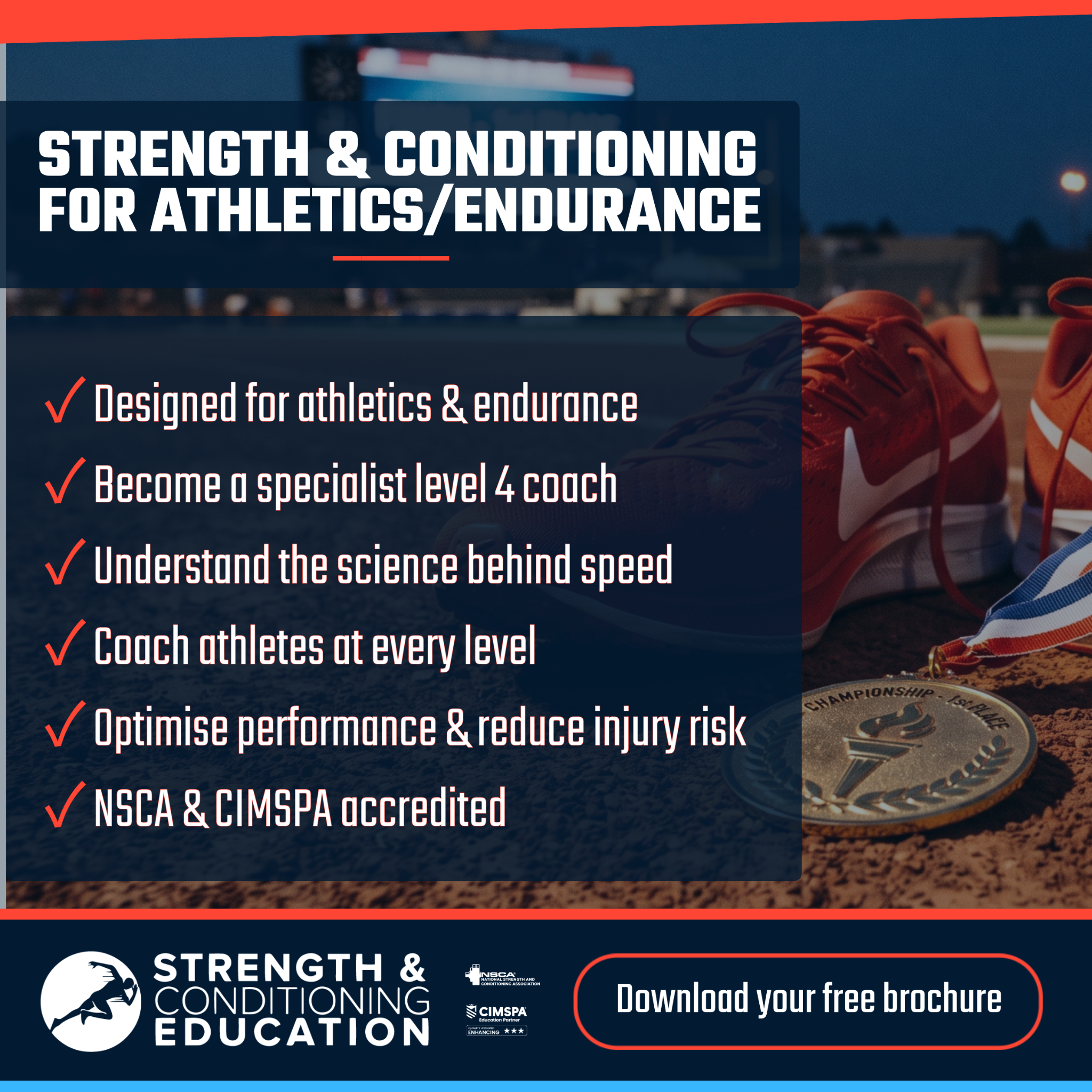 Strength and Conditioning Education Facebook ad: Our NEW course is fully accredited and fully…