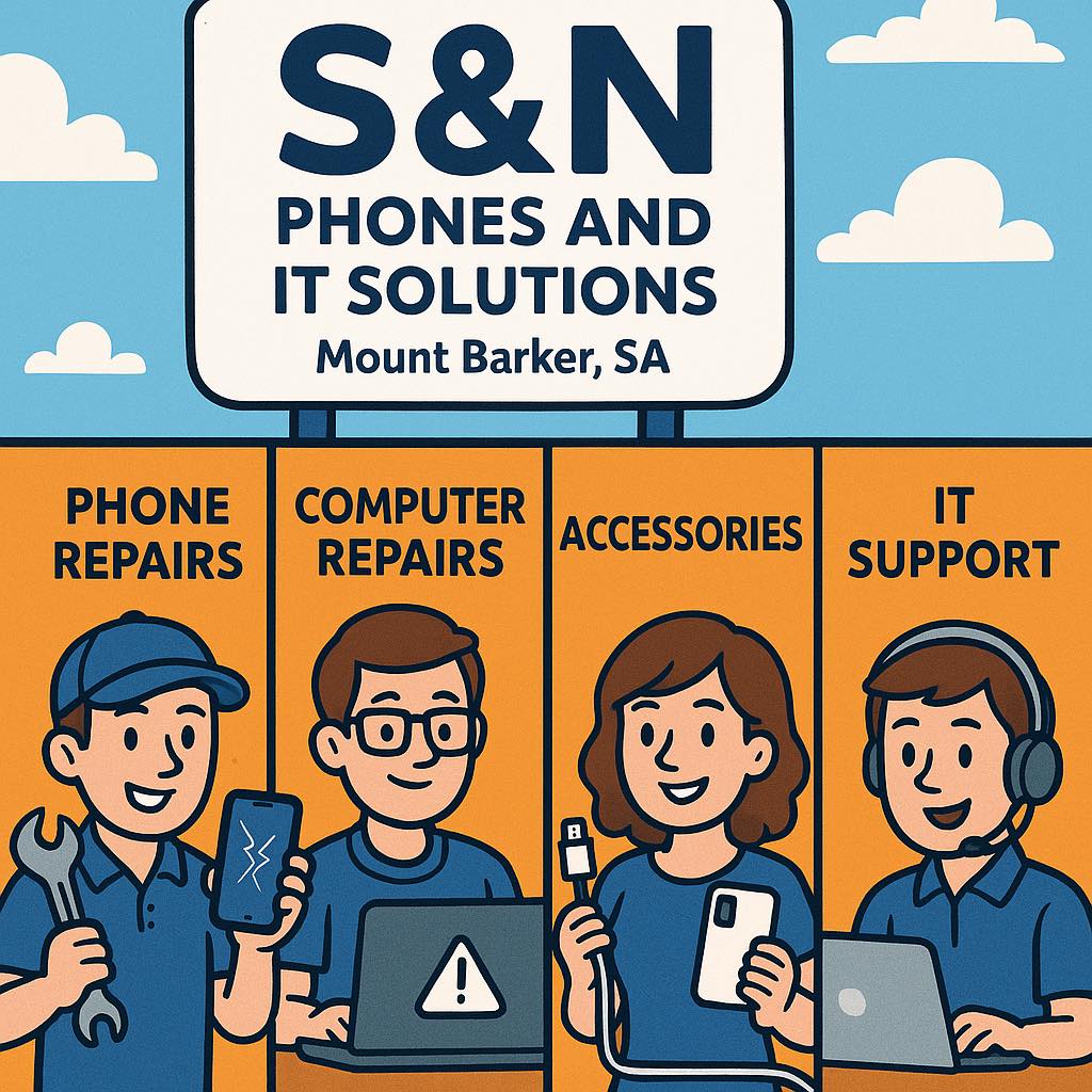 S&N Phones and It Solution at Mt Barker Facebook ad: Your best local tech store in Mt.Barker.