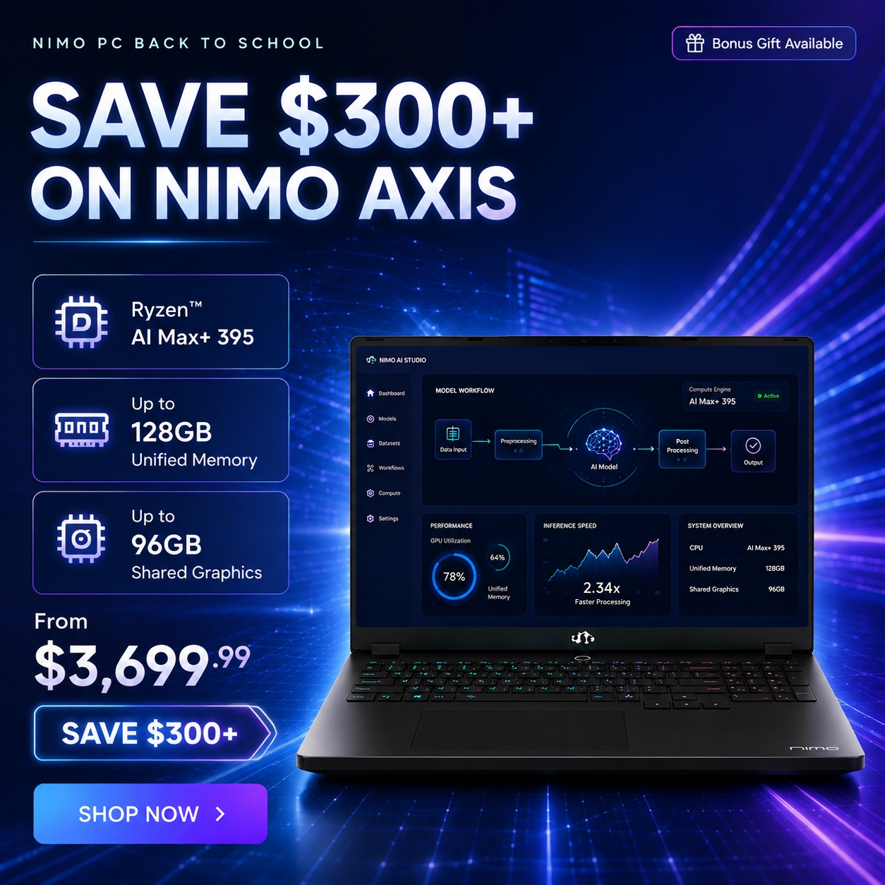NIMO PC Facebook ad: Save $300+ on Nimo Axis