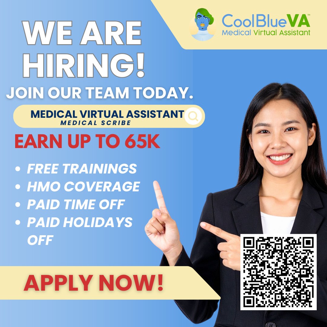Cool Blue VA Facebook ad: Apply To Medical Virtual Assistant - Medical Scribe With…