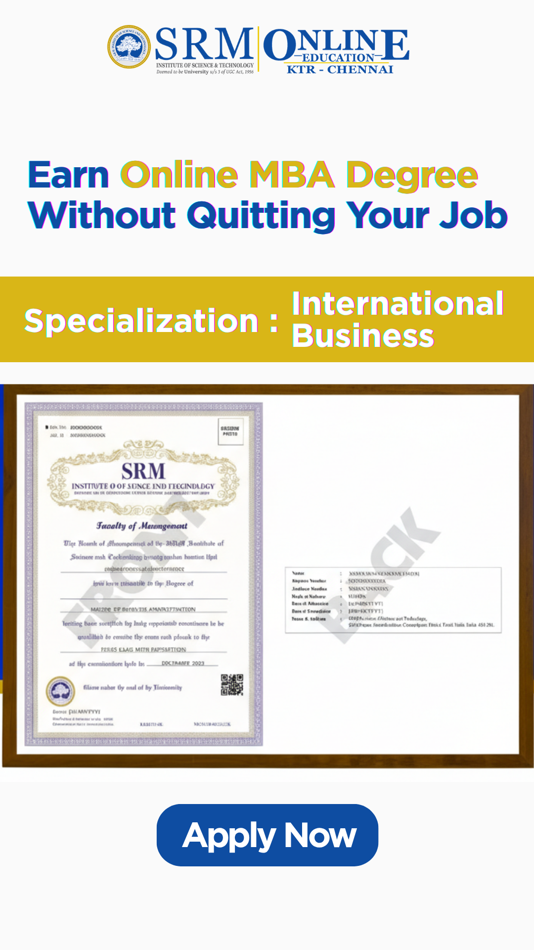 SRM Online Education Facebook ad