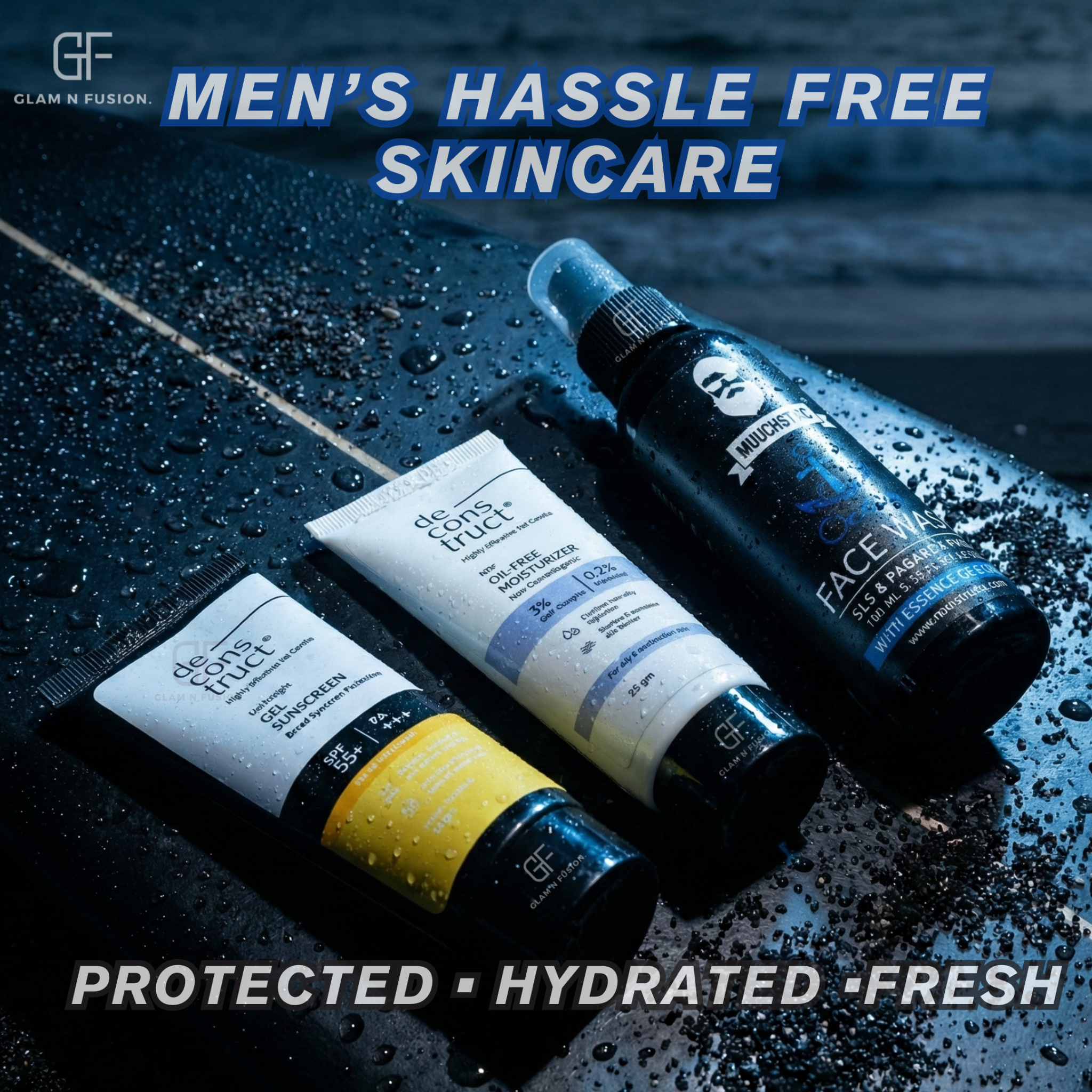 Glam N Fusion Facebook ad: Men's Hassle Free Skincare