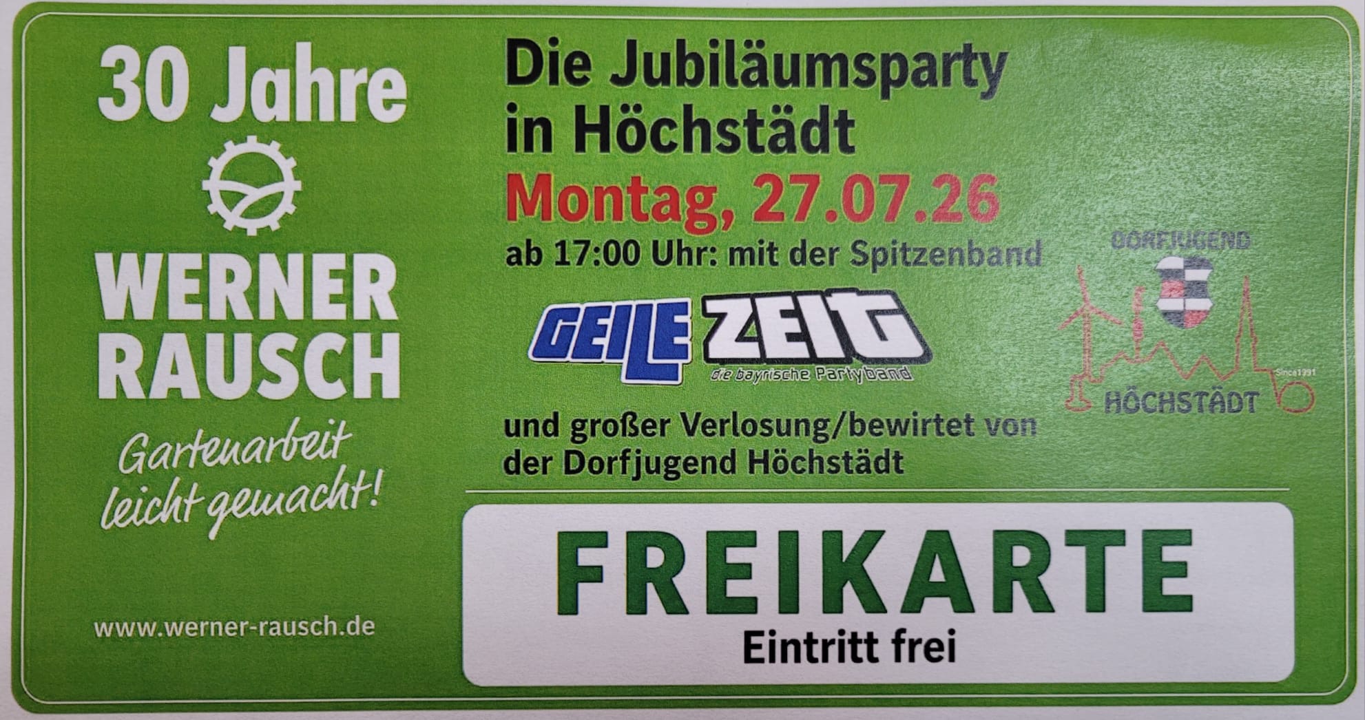 Werner Rausch Forst Garten Reinigungstechnik Facebook ad: JUBILÄUMSPARTY 30 JAHRE WERNER RAUSCH
