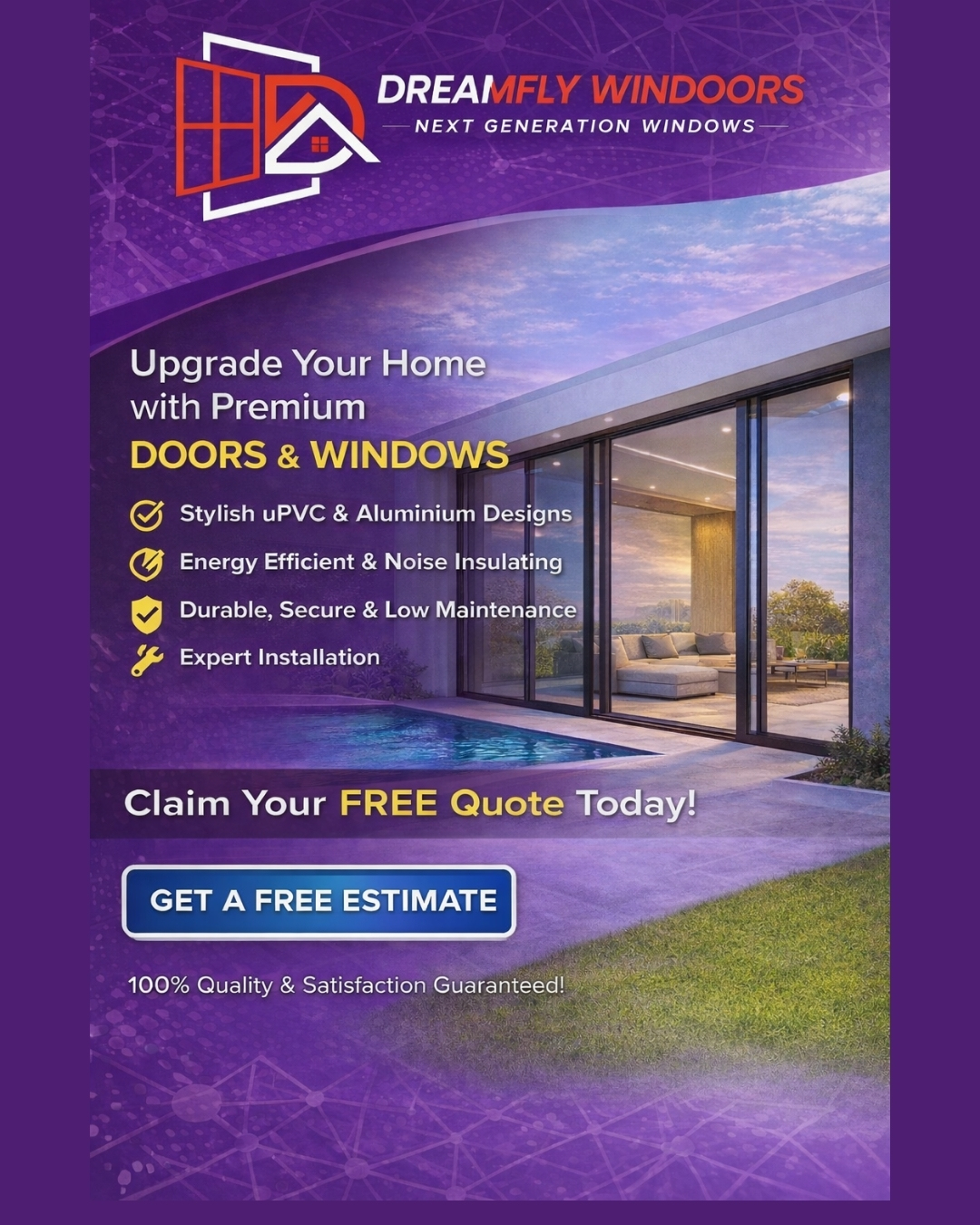 Dreamfly windoors Facebook ad: Chat with us