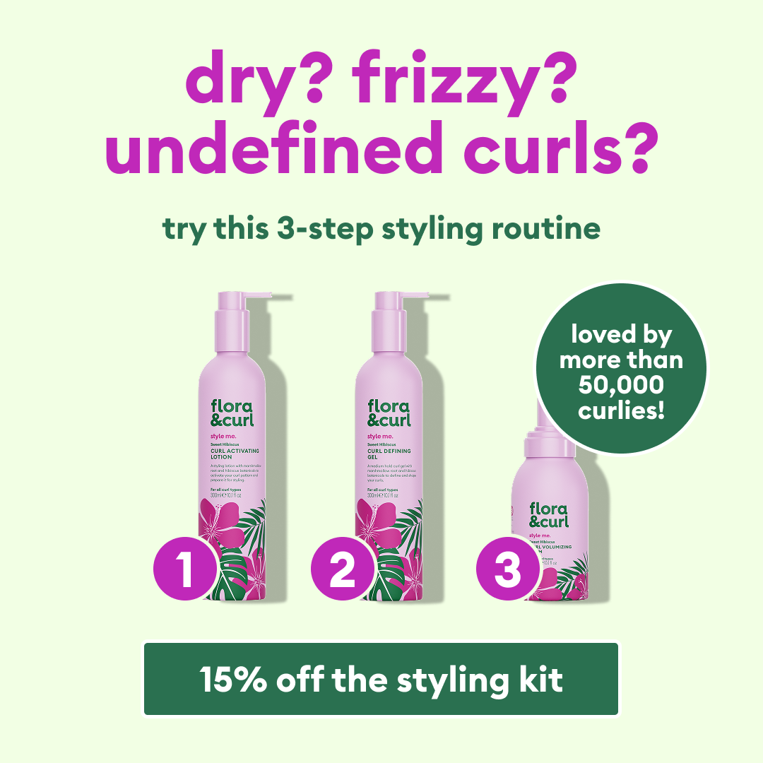 Flora & Curl Haircare Facebook ad: Your Best Curls in 3 Simple Steps