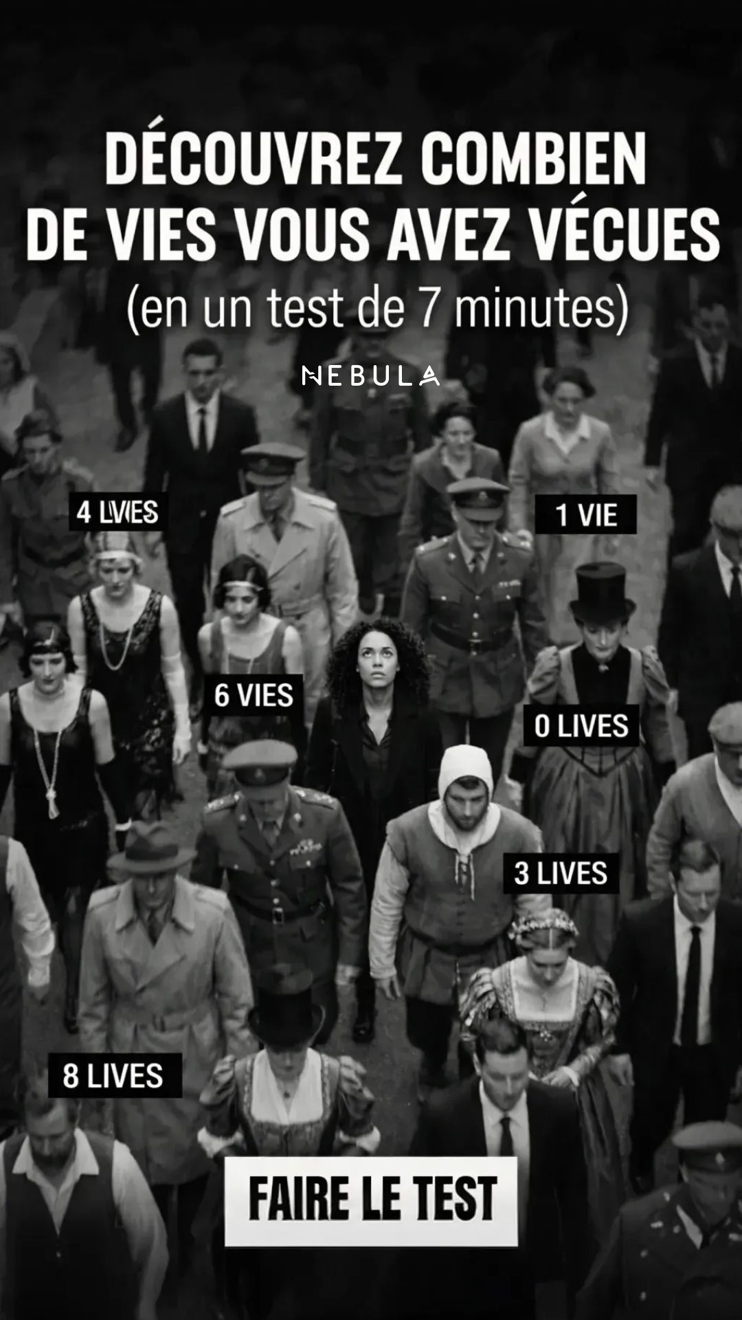 Nebula: Past Life Power Reading Facebook ad: Fais le test ➝