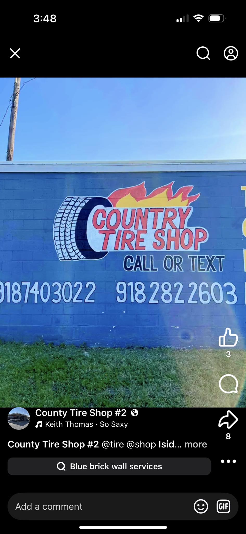 County Tire Shop #2 Facebook ad: TIRES FOR SALE, FAST & AFFORDABLE