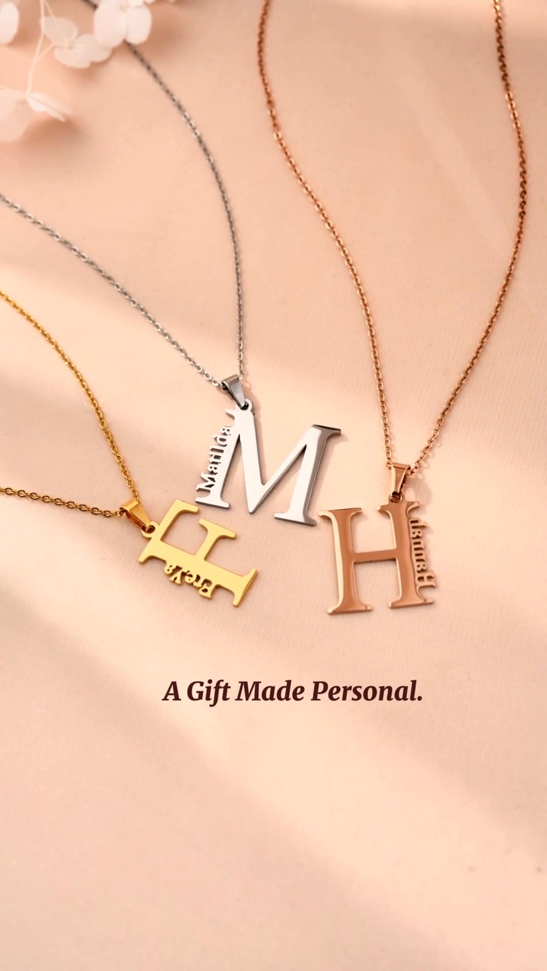 Insgifts Facebook ad: Personalized Large Initial Name Charm Necklace, Minimalist…