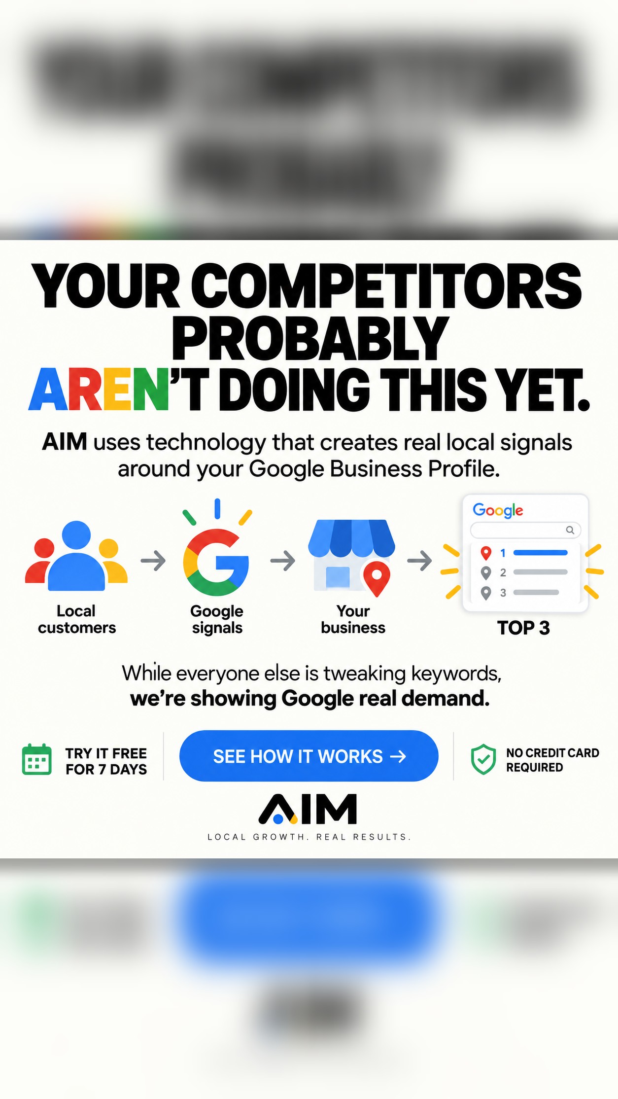 Aim Higher Facebook ad: We Give Google More Reasons To Rank Your Business Higher