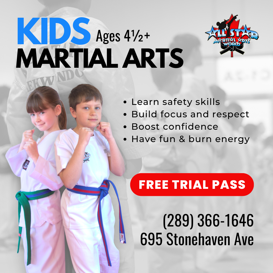 All Star Martial Arts Newmarket Facebook ad: Kids Taekwondo (Ages 4.5+) | Free Trial Pass