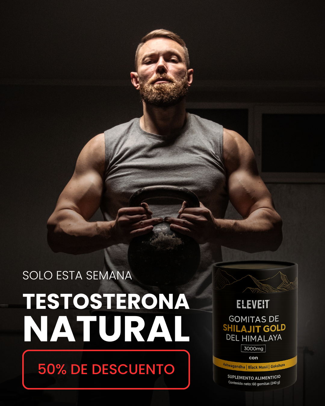 Eleveit MX Facebook ad: Energía masculina hecha gomita