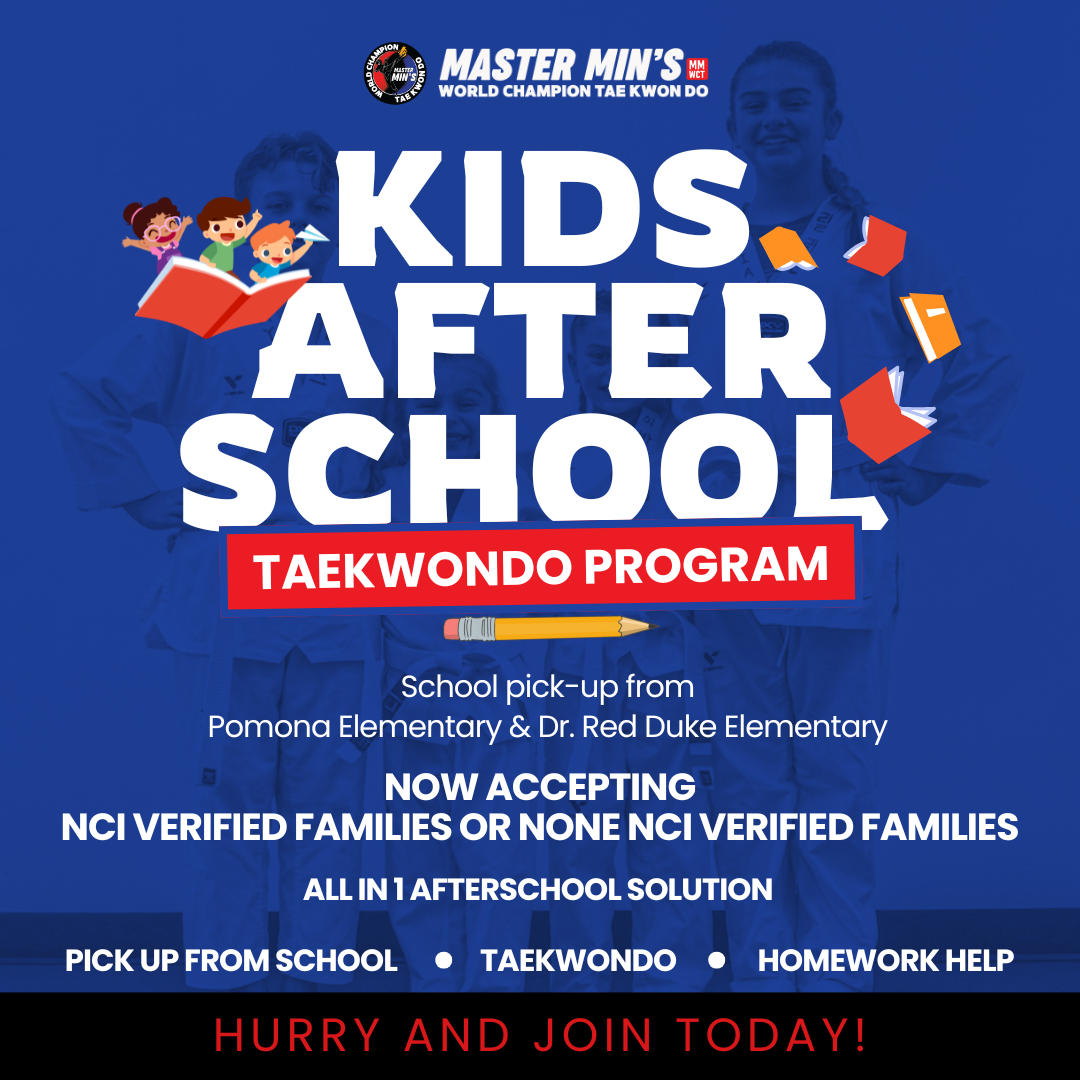 Master Min’s World Champion Tae Kwon Do Facebook ad: After-School Taekwondo + School Pick-Up