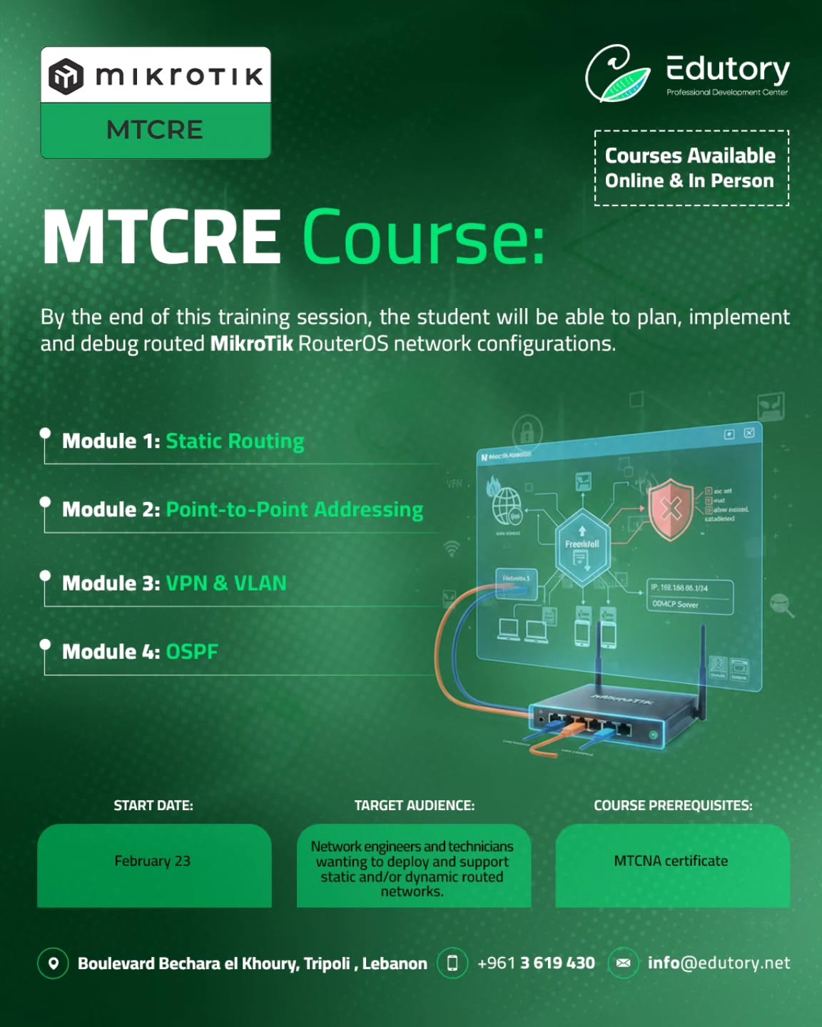 Edutory Facebook ad: Advanced routing isn’t learned by theory alone
