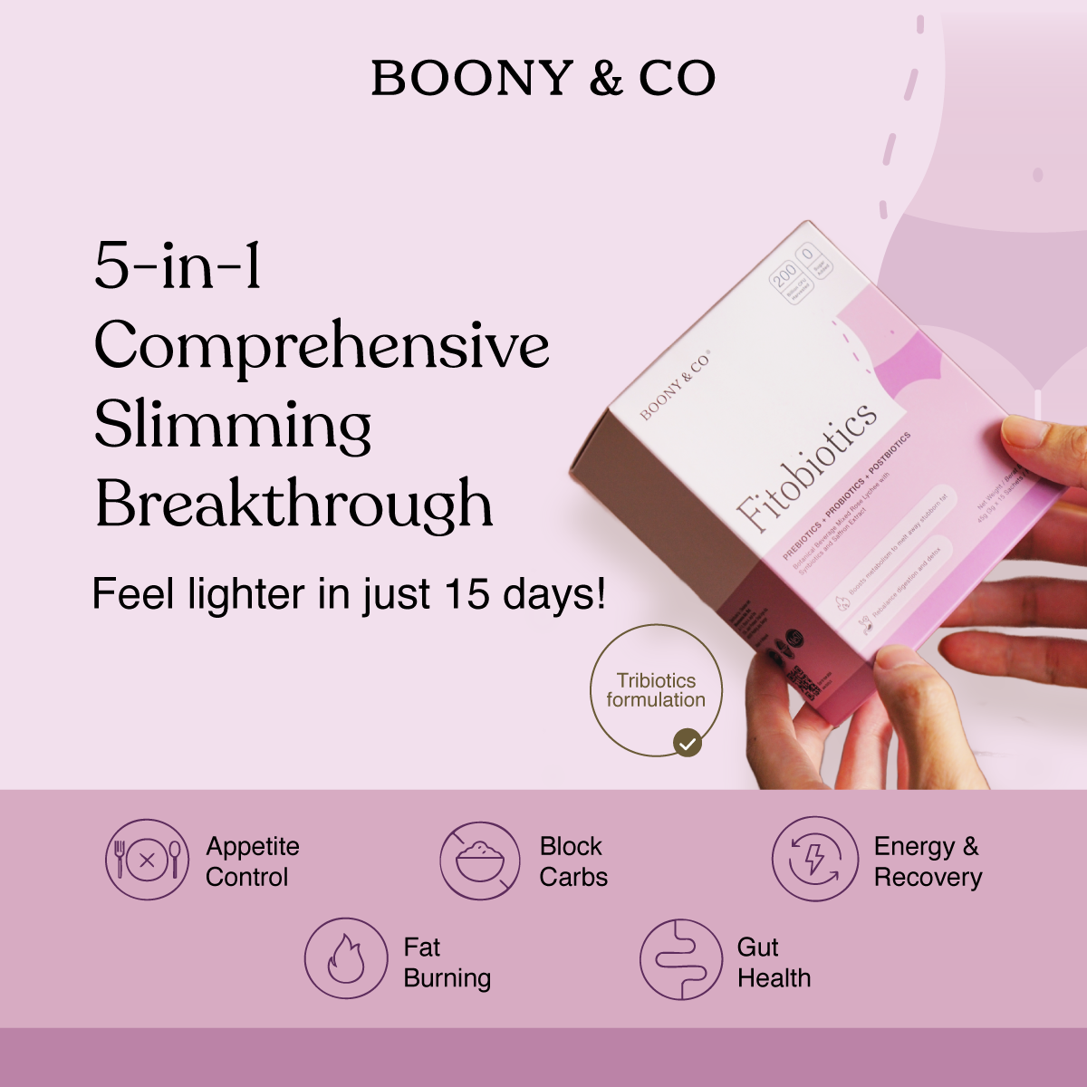 Boonyandco Facebook ad: Feel Lighter in Just 15 Days