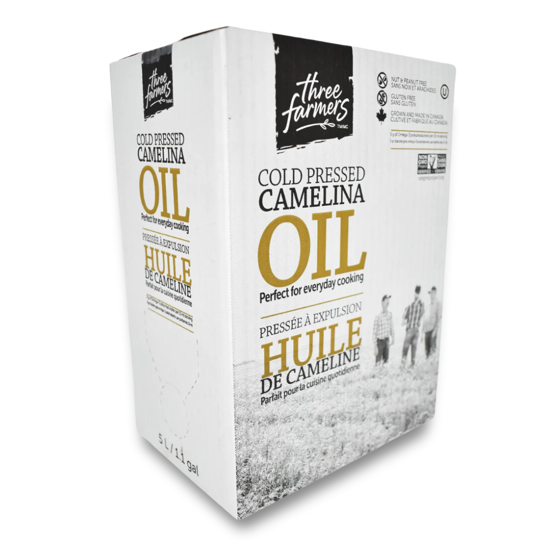 Three Farmers Foods Facebook ad: Original Camelina Oil Bag in a Box Bulk (5L)