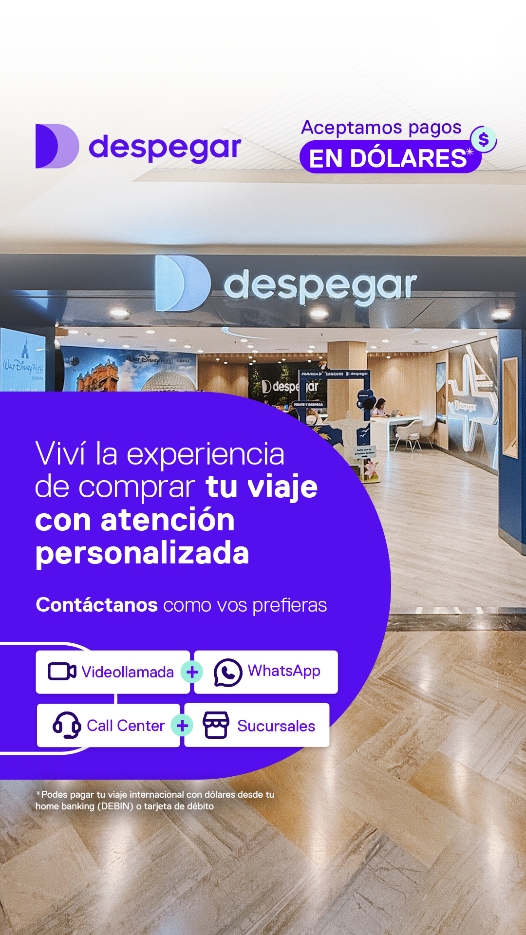 Despegar Facebook ad: Organizar tus vacaciones es mucho mas fácil con Despegar