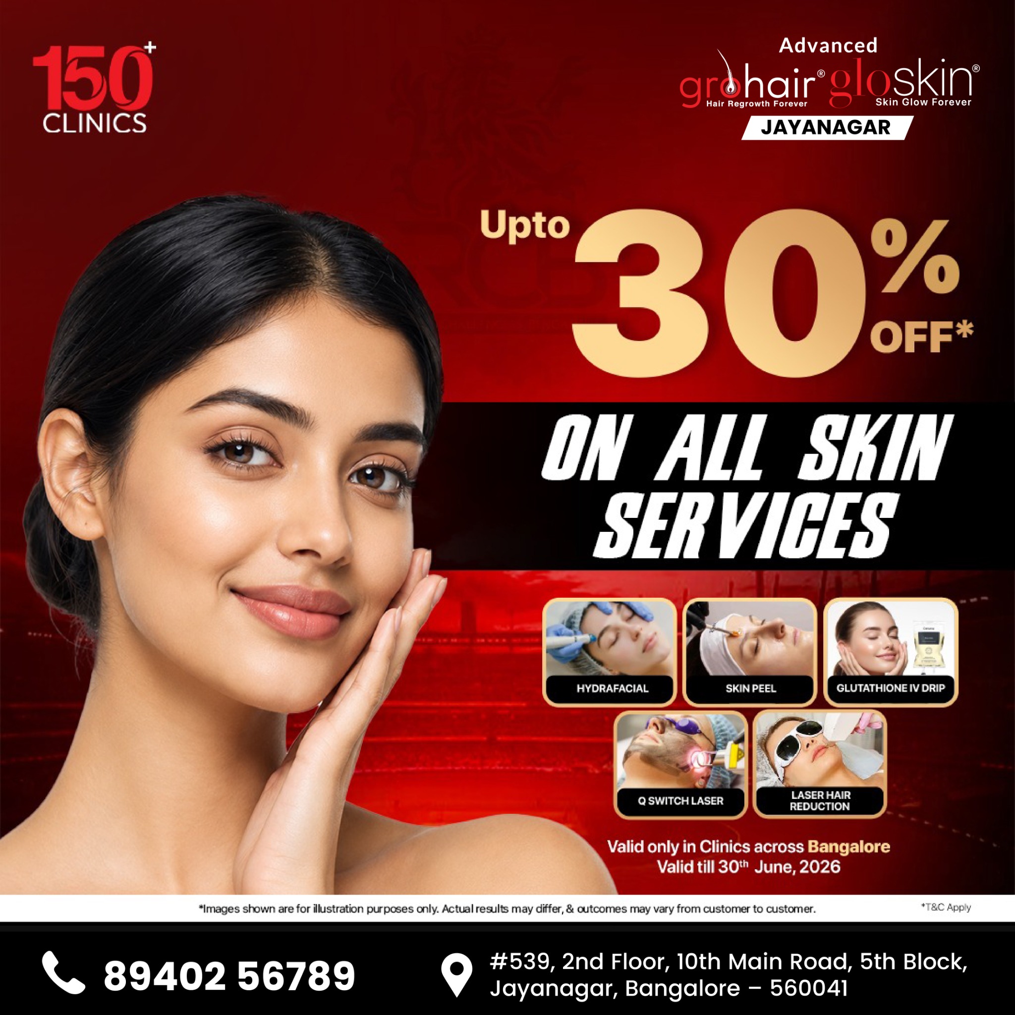 Advanced Gloskin Clinic Jayanagar Facebook ad: Unlock exclusive June offers on Hair & Skin…