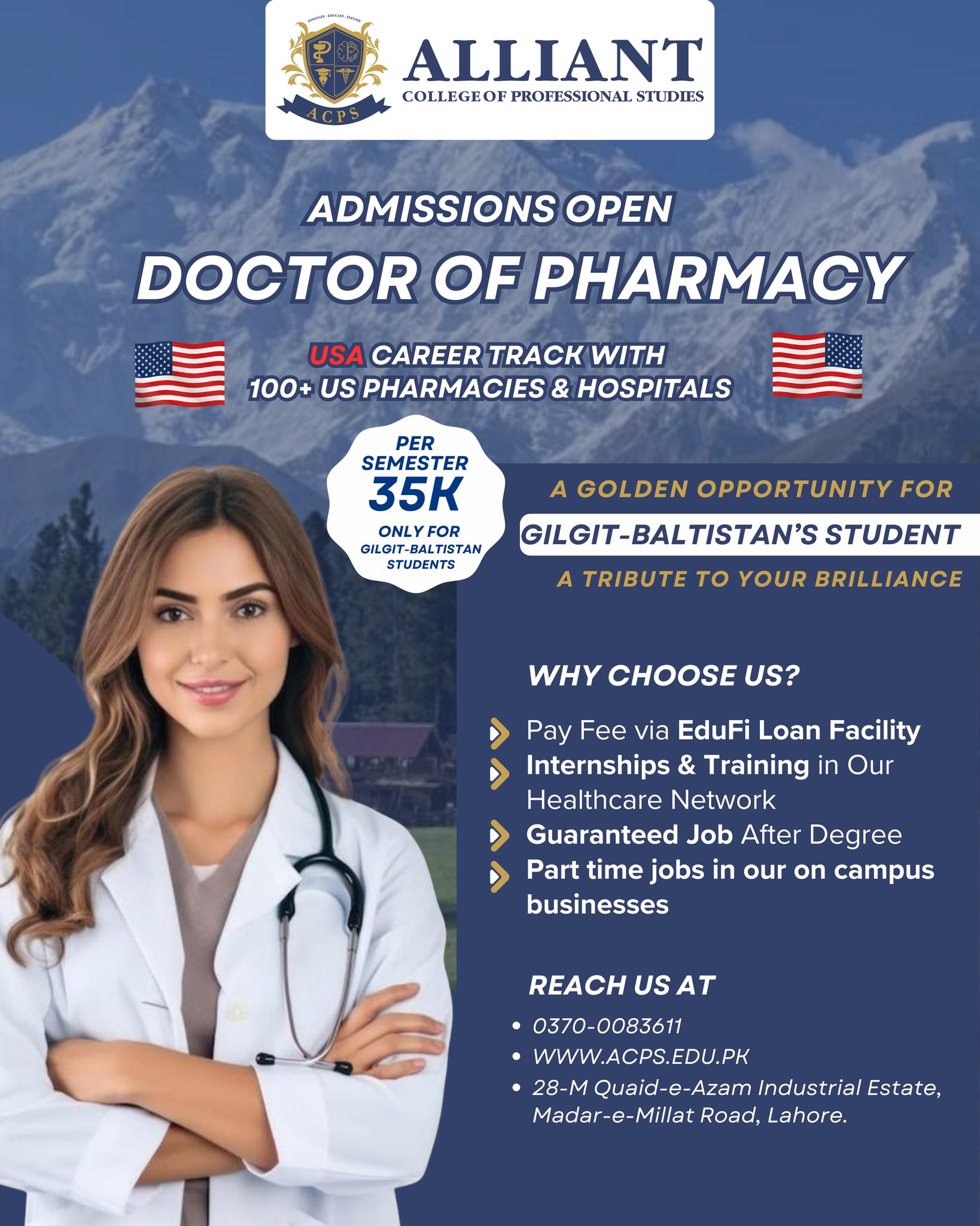 Alliant College of Professional Studies Facebook ad: Gilgit-Baltistan! Your journey to becoming a globally…