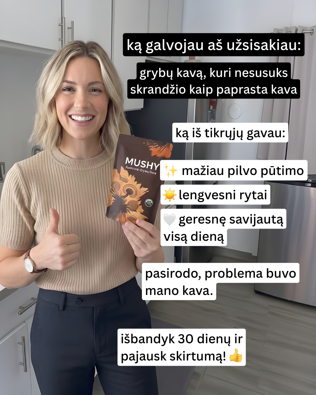 MUSHY Funkcinė Grybų Kava Facebook ad: Daugiau nei tik kava.