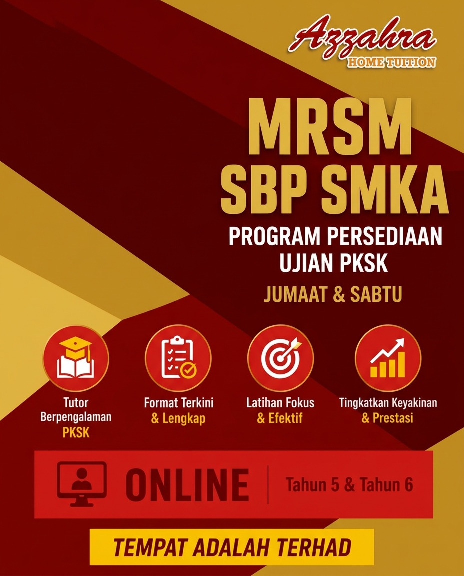 Azzahra Home Tuition HQ Facebook ad: Bukan Sekadar Pandai… Anak Perlu Teknik, Latihan Fokus &…