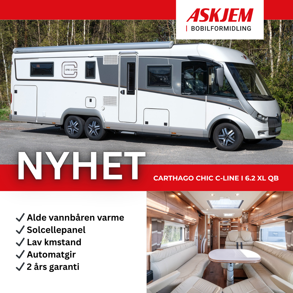 Askjem Bobilformidling Facebook ad: Til salgs: Carthago Chic C- Line l 6.2 XL QB - 2020 - 177…