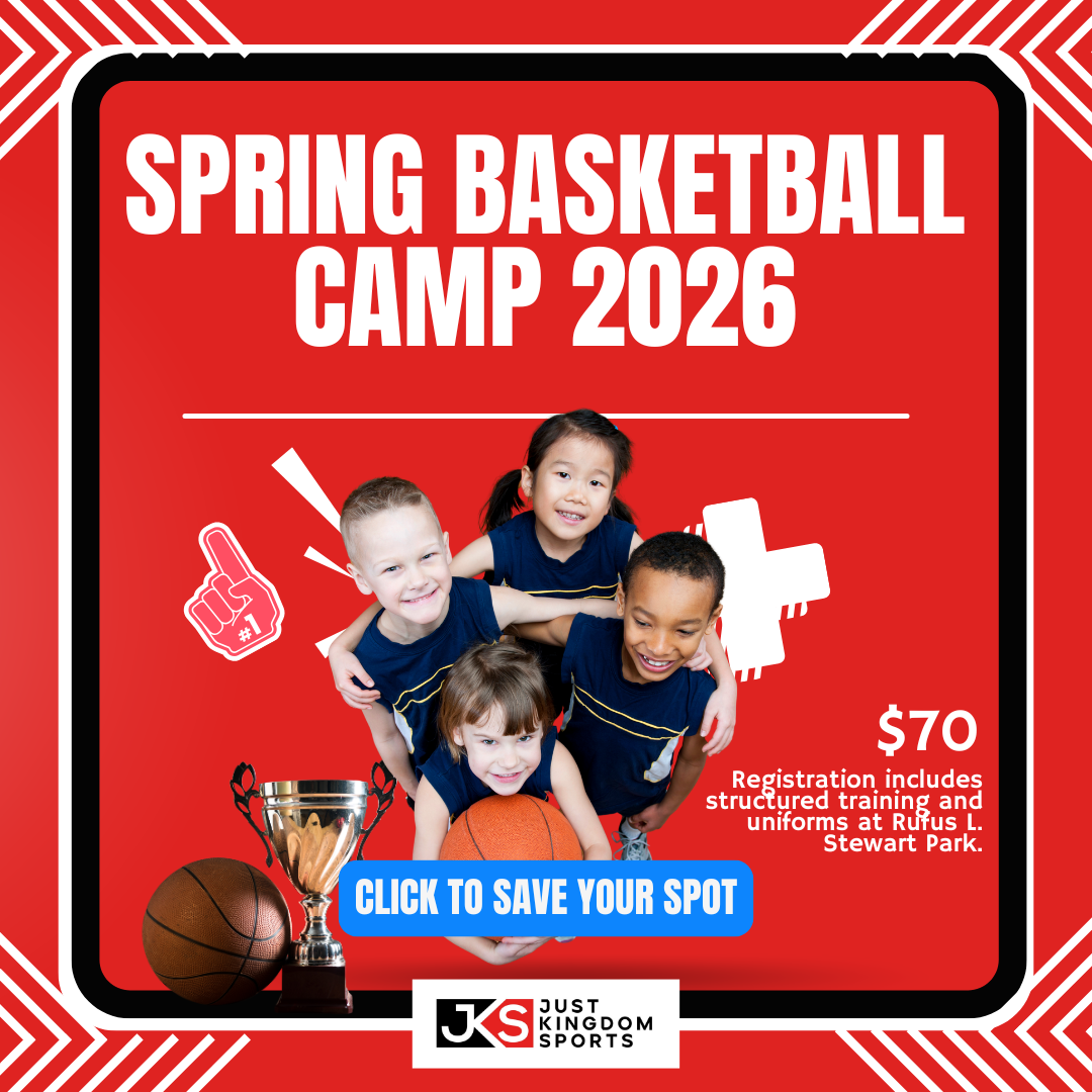 Just Kingdom Sports Facebook ad: Spring Basketball Camp 2026