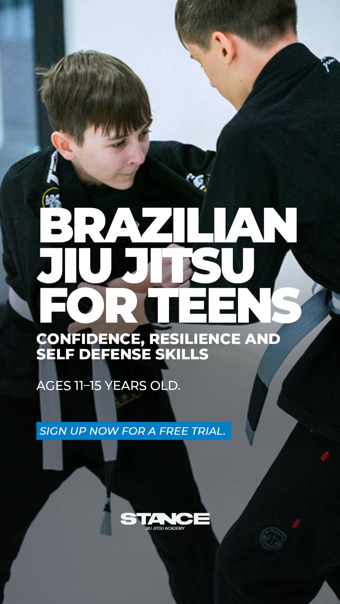 Stance Jiu Jitsu Academy Facebook ad: Curious what Brazilian Jiu Jitsu feels like? Try it