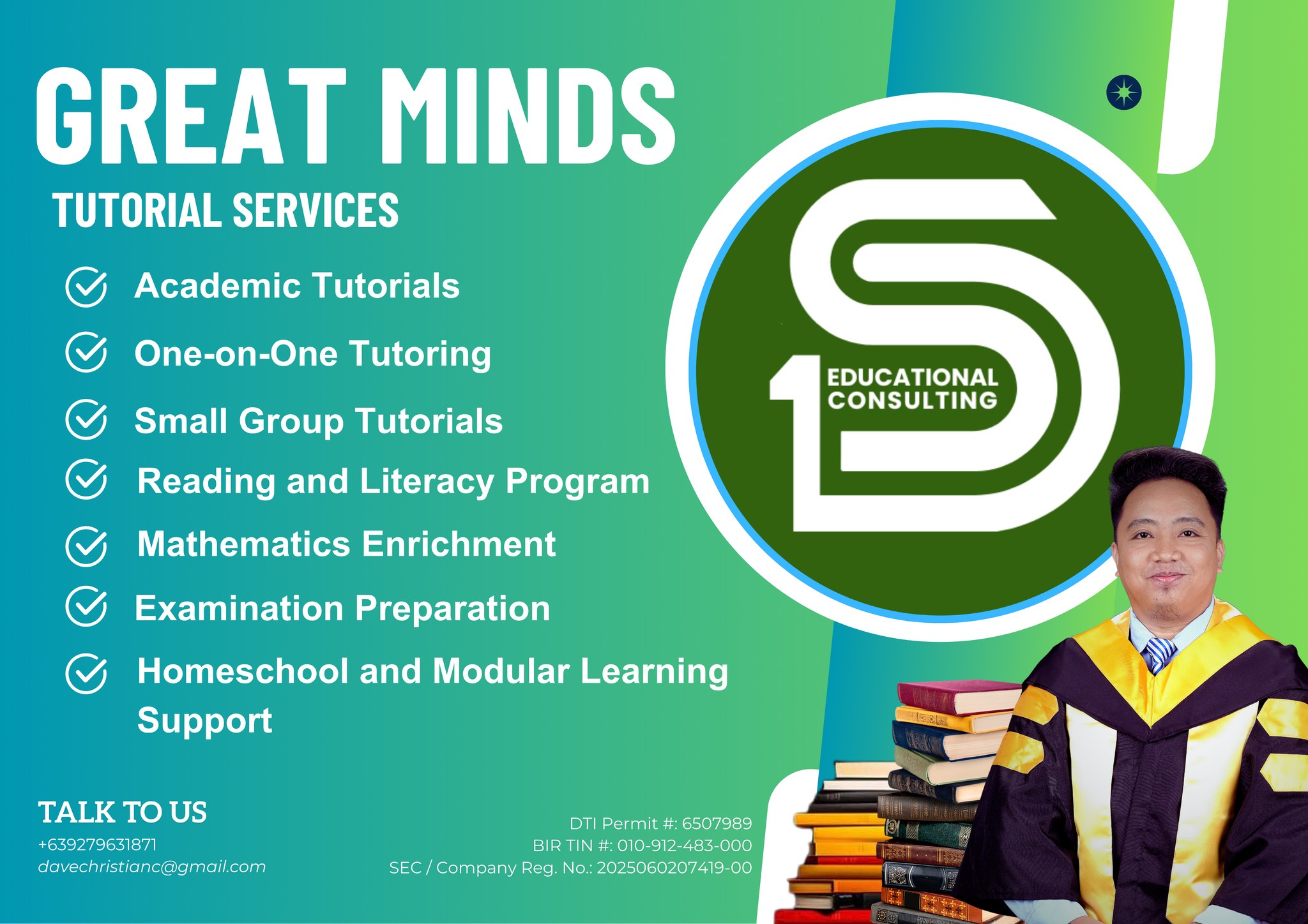 SD's Educational Consulting Facebook ad: Introducing Great Minds Tutorial Services by SD's…